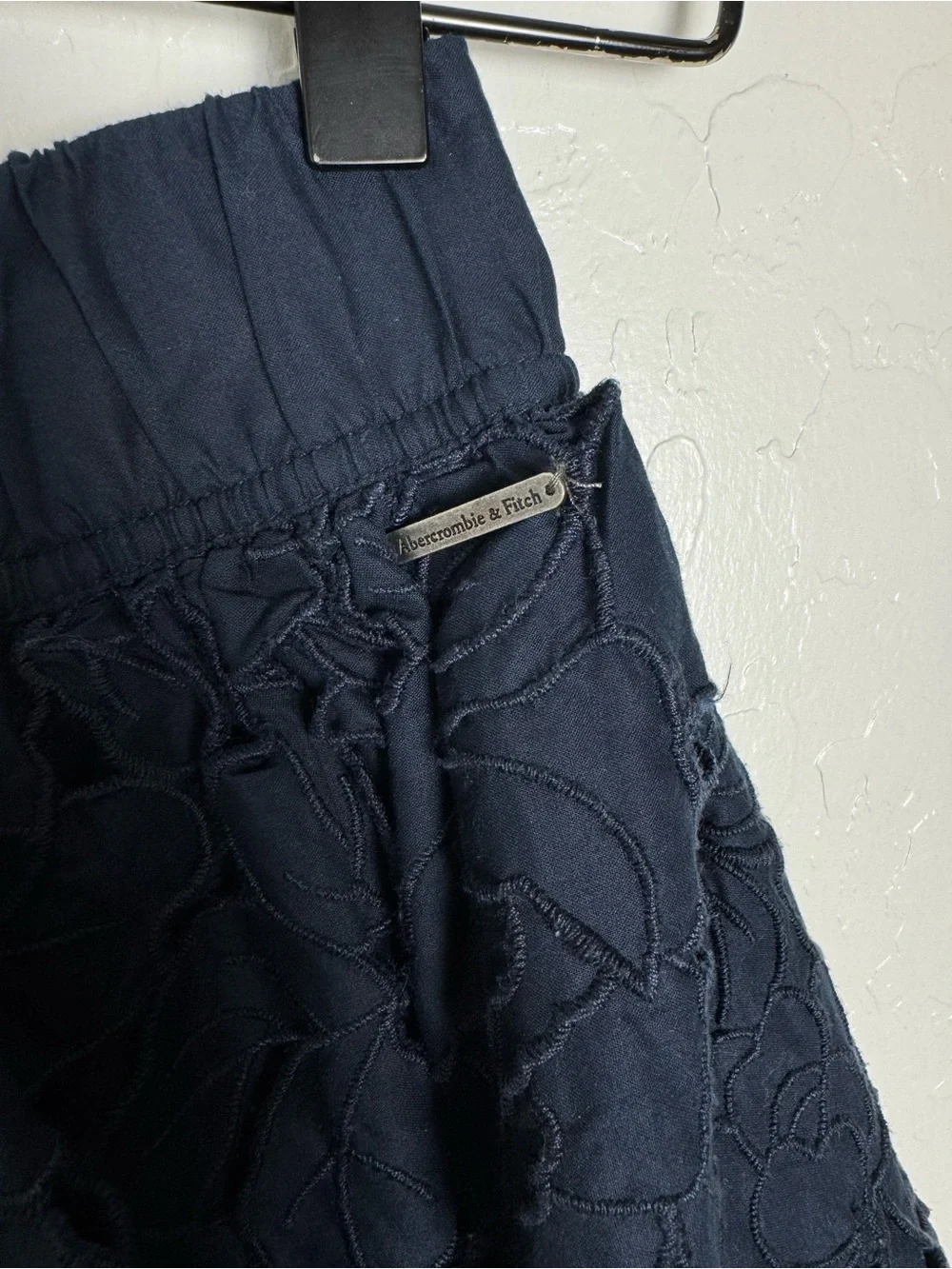 Abercrombie & Fitch Navy Blue Floral Eyelet Mini Skirt